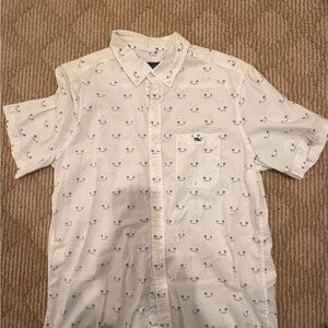 Vineyard Vines White Short Sleeve Shirt with Whale Pattern